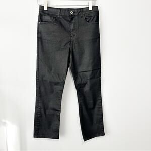 Zara black metallic jeans shiny straight leg denim size 12